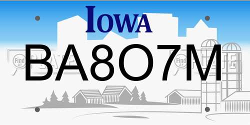 BA8O7M Iowa License Plate