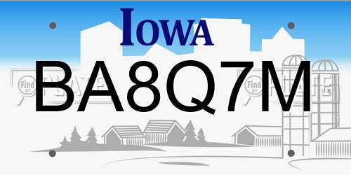 BA8Q7M Iowa License Plate