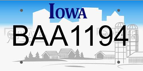 BAA1194 Iowa License Plate