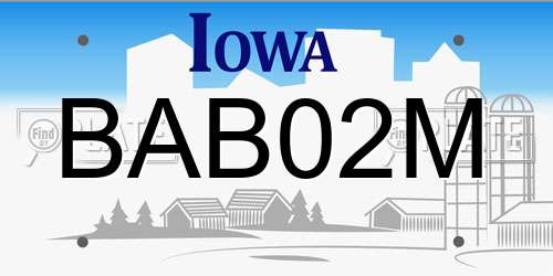 BAB02M Iowa License Plate
