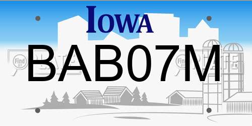 BAB07M Iowa License Plate