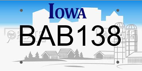 BAB138 Iowa License Plate
