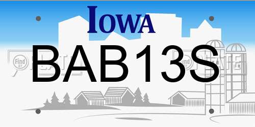 BAB13S Iowa License Plate