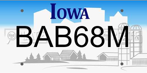 BAB68M Iowa License Plate