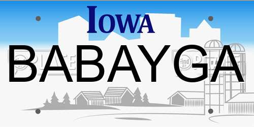 BABAYGA Iowa License Plate