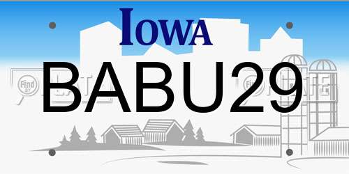 BABU29 Iowa License Plate