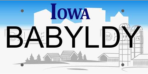 BABYLDY Iowa License Plate