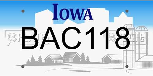BAC118 Iowa License Plate