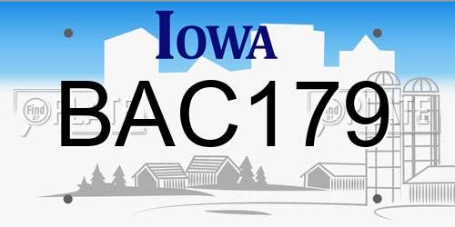 BAC179 Iowa License Plate