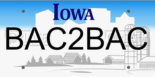 BAC2BAC Iowa License Plate