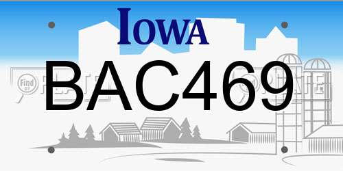 BAC469 Iowa License Plate
