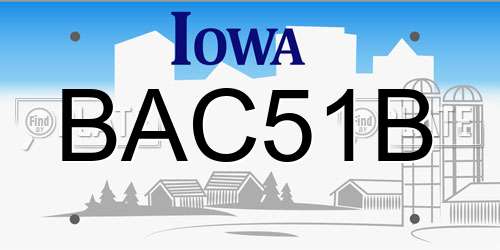 BAC51B Iowa License Plate