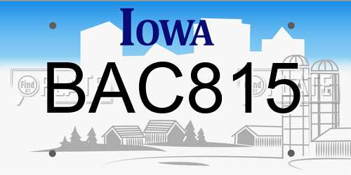 BAC815 Iowa License Plate