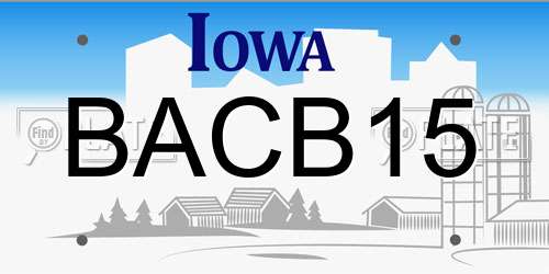BACB15 Iowa License Plate