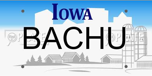 BACHU Iowa License Plate