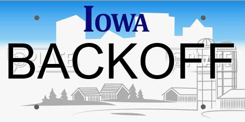 BACKOFF Iowa License Plate