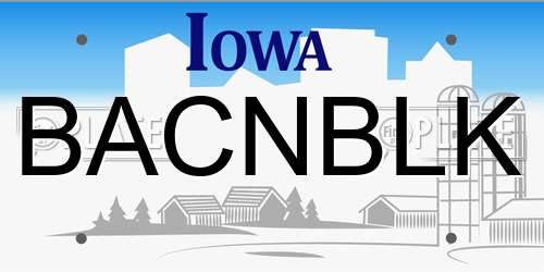 BACNBLK Iowa License Plate