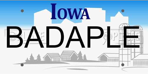 BADAPLE Iowa License Plate