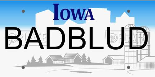 BADBLUD Iowa License Plate