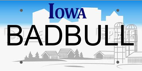 BADBULL Iowa License Plate