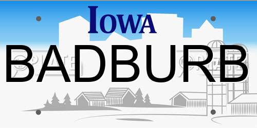 BADBURB Iowa License Plate
