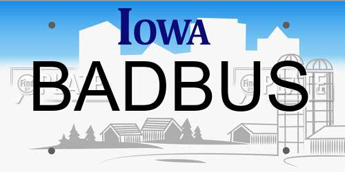 BADBUS Iowa License Plate