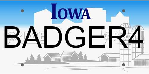 BADGER4 Iowa License Plate