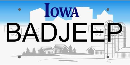 BADJEEP Iowa License Plate