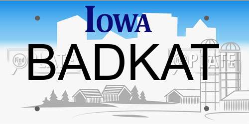 BADKAT Iowa License Plate