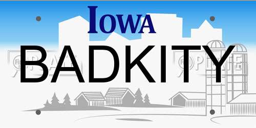 BADKITY Iowa License Plate