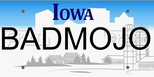 BADMOJO Iowa License Plate