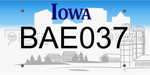 BAE037 Iowa License Plate