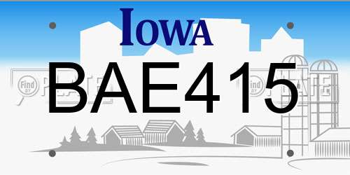 BAE415 Iowa License Plate