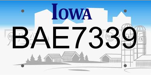 BAE7339 Iowa License Plate