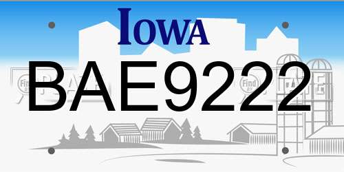 BAE9222 Iowa License Plate