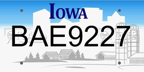 BAE9227 Iowa License Plate