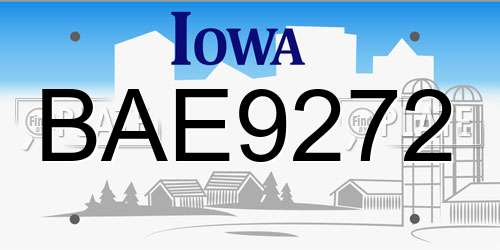 BAE9272 Iowa License Plate