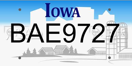 BAE9727 Iowa License Plate