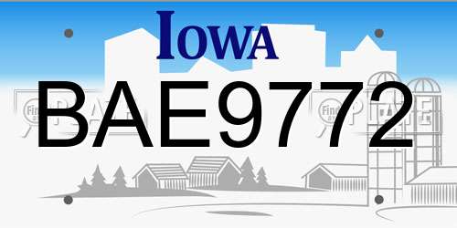 BAE9772 Iowa License Plate