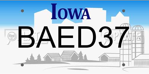 BAED37 Iowa License Plate