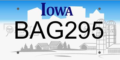 BAG295 Iowa License Plate