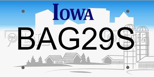 BAG29S Iowa License Plate