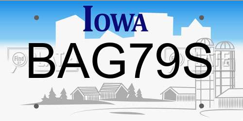 BAG79S Iowa License Plate