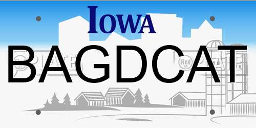 BAGDCAT Iowa License Plate