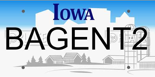 BAGENT2 Iowa License Plate