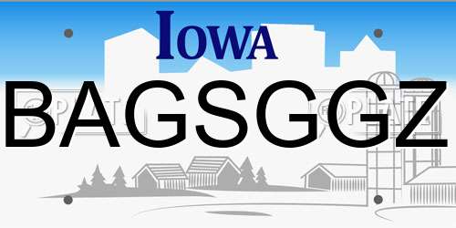 BAGSGGZ Iowa License Plate