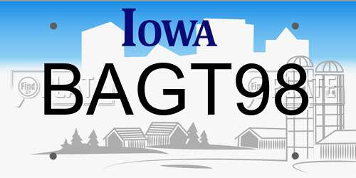 BAGT98 Iowa License Plate