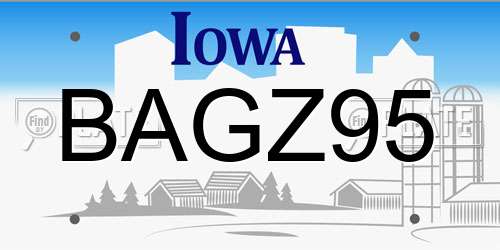 BAGZ95 Iowa License Plate