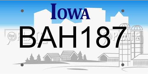 BAH187 Iowa License Plate