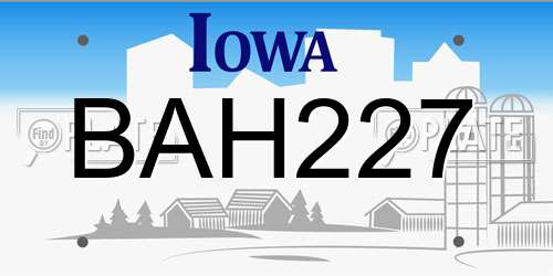 BAH227 Iowa License Plate